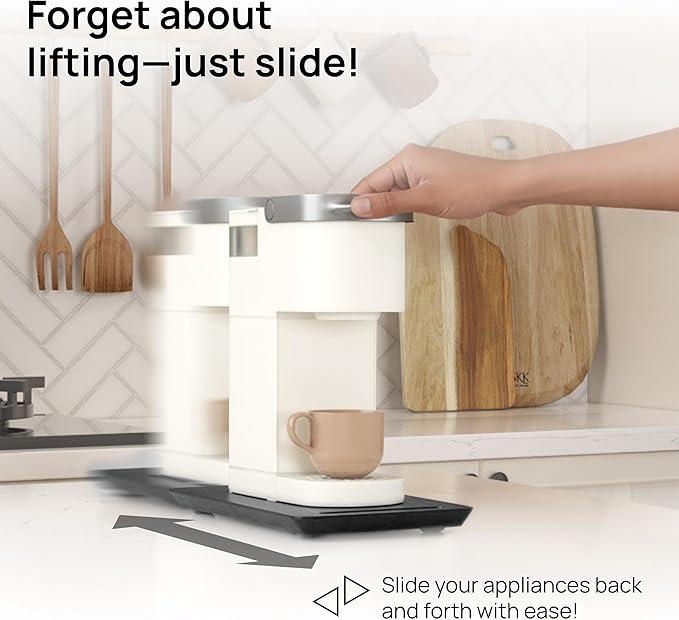 Ibyx Elegant Sliding Tray for Your Coffee Maker & Heavy Kitchen Appliances - Sturdy, Slides Easily from Under The Cabinet (Black, 7.5”W x 14.5”D)