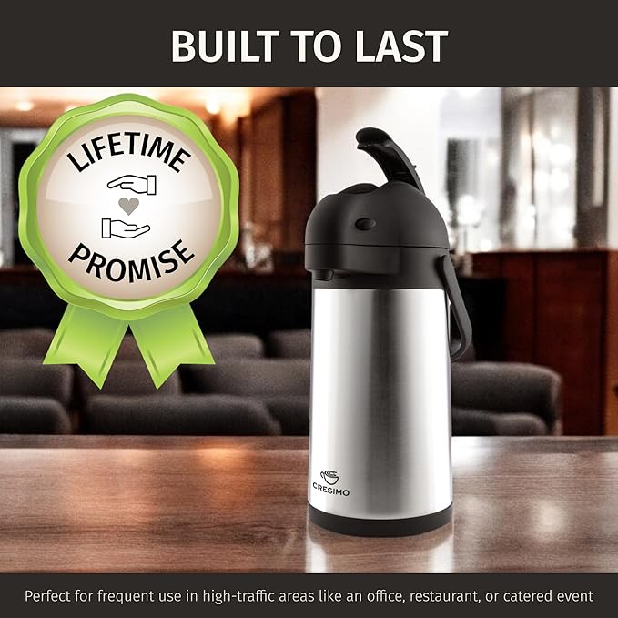 Thermal Coffee Carafe 74Oz, Keeps Drinks Hot for 12Hrs & Cold for 36Hrs, Insulated Stainless Steel Coffee Carafe for Hot Drinks, Easy One-Handed Dispensing for Office, Home, Party, Durable Tea Flask