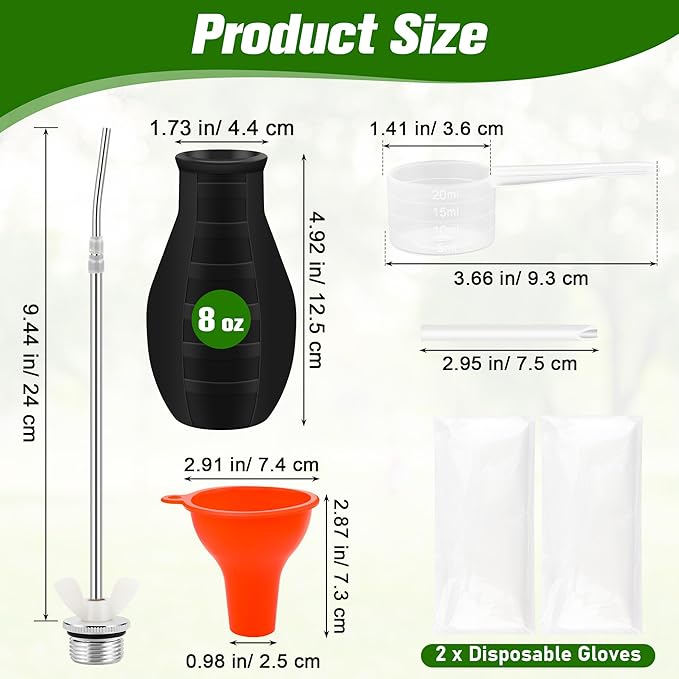 Extendable Garden Duster Powder Applicator, Anglekai Powder Duster for Diatomaceous Earth Applicator Dispenser, with Metal Tube/Spray Duster/Funnel/Tank/Plastic Gloves (from 9'' to 22'')