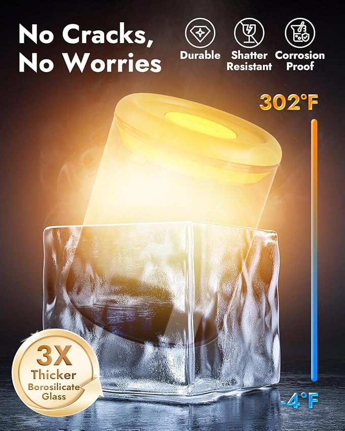 Airtight Coffee Canister – One-Way CO₂ Valve, UV Protection, 3X Thicker Glass, Coffee Bean Storage Container for Ground Coffee & Tea, 20.3 fl oz, for 0.5 lb Beans