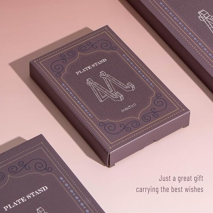 Plate Display Stand, 4 Inch Plate Holder for Displaying, Decorative Picture Frame Dish Photo Plaque Platter Wood Stand