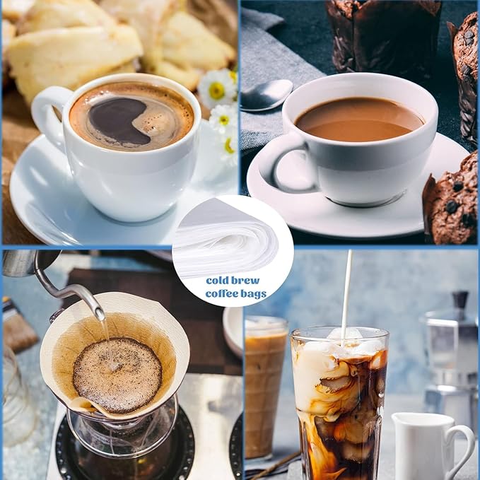 100 Pack Cold Brew Coffee Filters, 20" X 20" Commercial Cold Brew Bags, Brew Up To 5 LBS Coffee, Filter Bag, 5 Gallon Coffee Filter