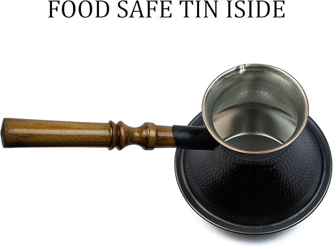 Handmade Armenian Coffee Pot Maker 27 Fl Oz (800ml) Induction Copper Jazva Ararat Turkish Arabic Greek Cezve Jezve Ibrik Turka Jazve Wooden Handle