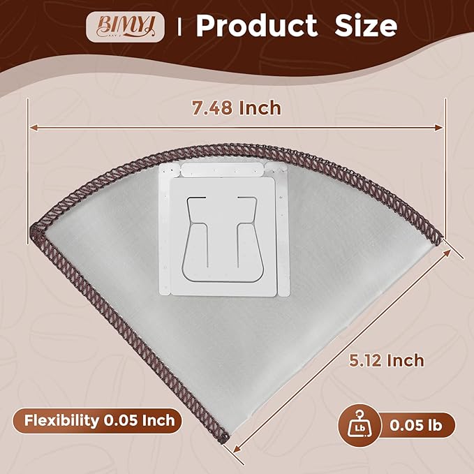 Stainless Steel Pour Over Coffee Filter Reusable - Foldable Metal Coffee Filter with Hanging Ears, Compatible with Chemex & Glass Coffee Drippers (6-10 Cups, Silver)