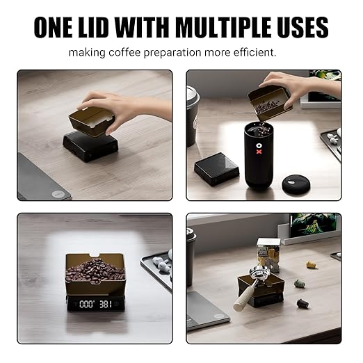 Coffee Scale PRO - 0.1g Precision Digital Rechargeable Espresso Scale with Timer, LED Hidden Screen, Portable Compact for Coffee Beans, Grounds, Baking & Food, Spill-Free Notched Lid for Easy Pouring