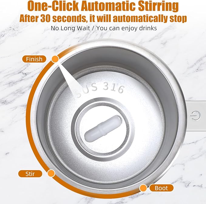 Self Stirring Coffee Mug: 2025 New Rechargeable Auto Magnetic Stirring Mixing Mug with Temperature Display,13oz Stainless Steel Travel Coffee Cup for Office, Home, Kitchen, Best Gift (White)