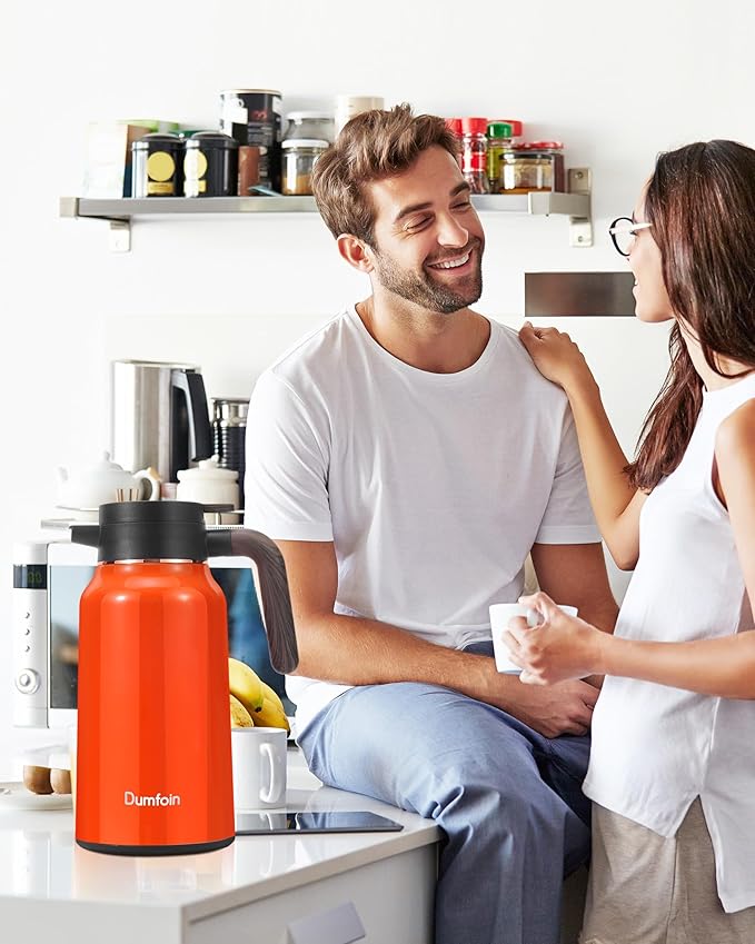 Carafes for Hot Liquids 70 oz - 12 Hour Stainless Steel Thermal Coffee Carafe-Insulated Coffee Carafes For Keeping Hot/Cold Coffee, Tea, Water, Drink Dispenser for Parties(Orange)