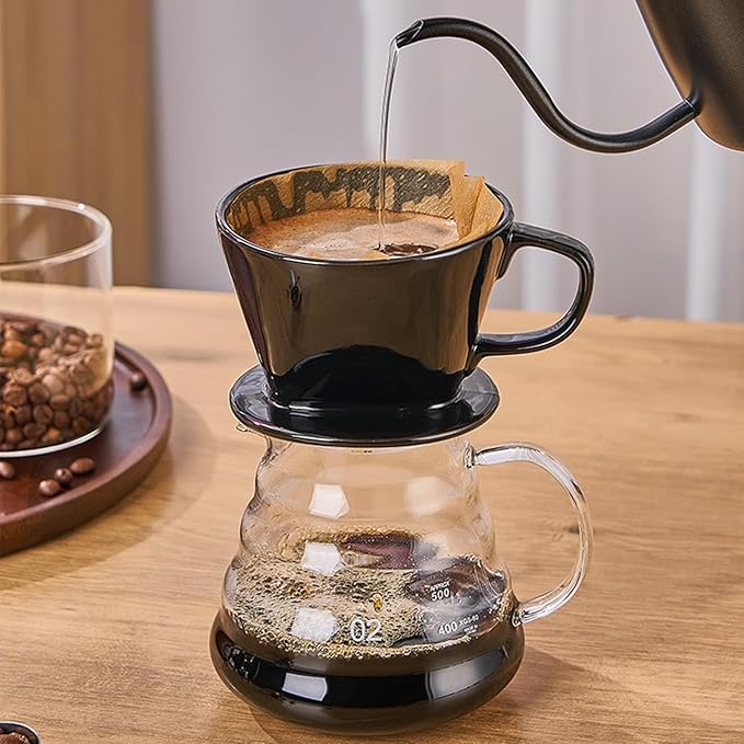 Pour Over Coffee Maker, Single Cup Coffee Dripper, Manual Porcelain Slow Brewing Accessories for Travel, Camping, Office, Home, Cafe, Coffee Gifts