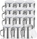 Lallisa 12 Pcs 10 oz Stainless Steel Spice Shakers with Holes and Lids Dredge Shakers with Handle Versatile Salt Shaker for Sugar Pepper Seasoning Flour Popcorn Cinnamon Powder Container Accessories