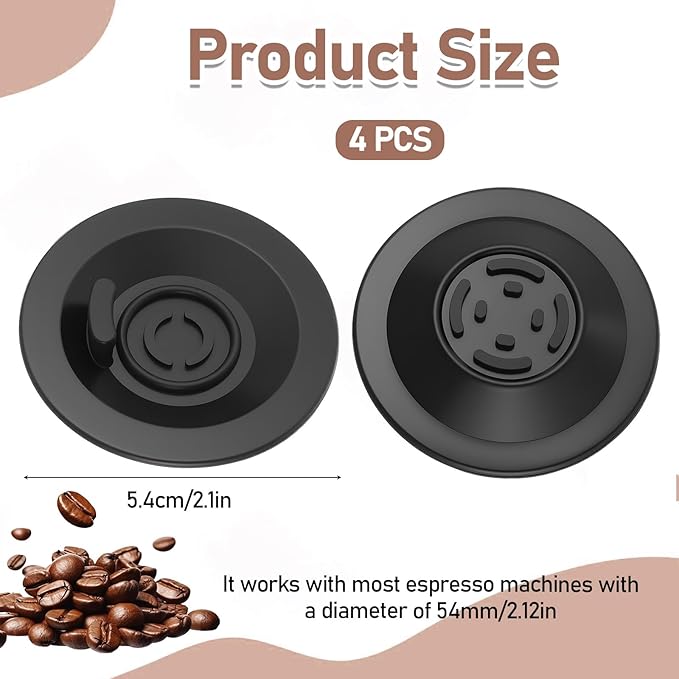 4 Pcs Espresso Backflush Cleaning Disc Compatible with Breville Espresso Machines, 54mm Black Practical Silicone Blind Filter Disk Compatible with Breville Cleaning