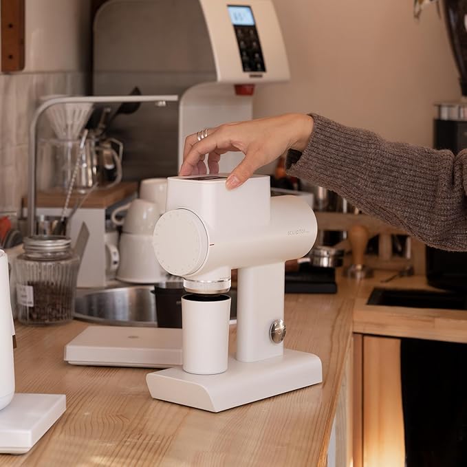 TIMEMORE Sculptor 064S Flat Burr Coffee Bean Grinder, Electric Espresso Grinder with Stepless Coarseness Adjustment, Suitable for Pour over, French Press, Cold Brew - White