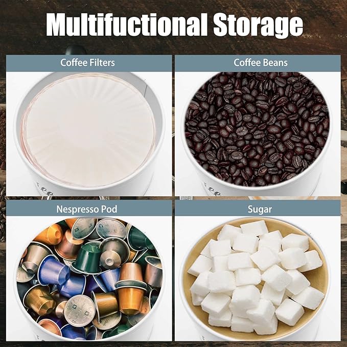 White Enamel Coffee Filter Holder with Lid - Rustic Farmhouse Distressed Coffee Bar Decor