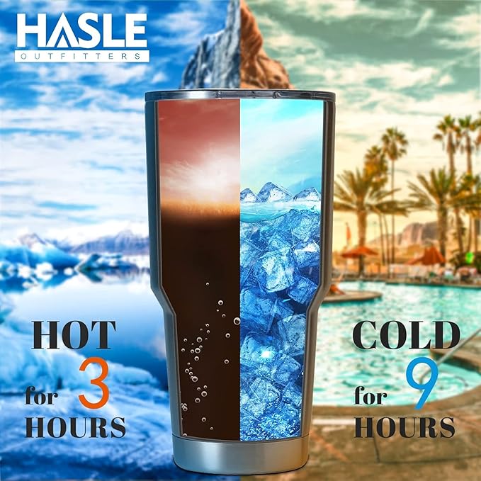 HASLE OUTFITTERS 30oz Stainless Steel Tumbler, Double Wall Vacuum Insulated Travel Mug Tumbler, Durable Insulated Coffee Mug, Gift Box Set (Green, 12)