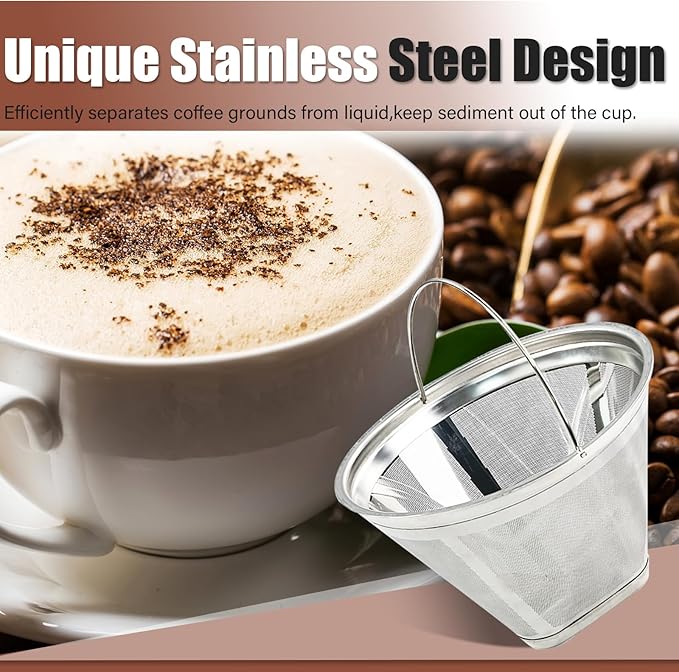 #4 Coffee Filter Reusable Coffee Filter Stainless Steel Coffee Filter Compatible with Technivorm Moccamaster KBGV KBT 79112 53923 59691 etc. Durable Stainless Steel Filter for Sustainable Brewing (2)