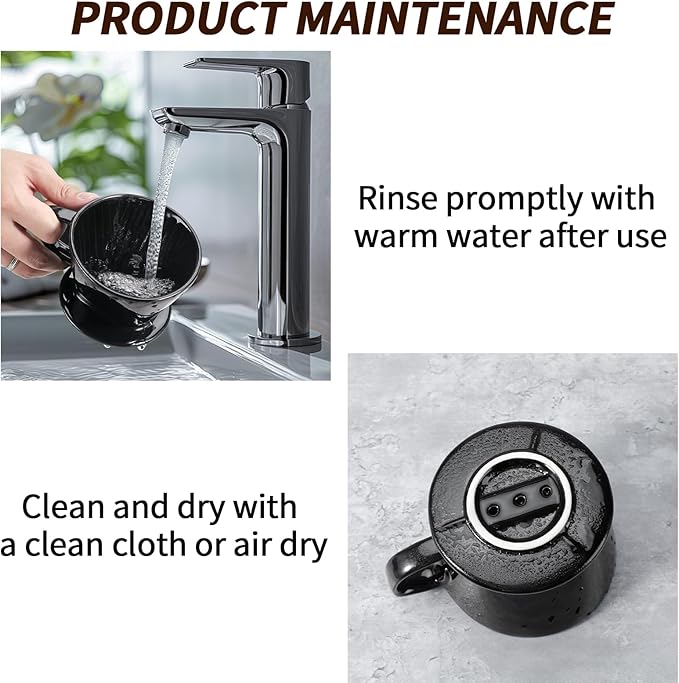 Mongdio Pour Over Coffee Maker, Ceramic Pour Over Dripper, Coffee Pour Over with 3 Holes Flat Bottom, Coffee Accessories for Home, Size 02 Black