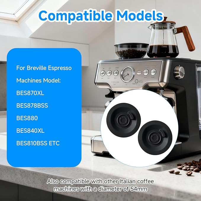 2PCS 54mm Espresso Backflush Cleaning Disc for Breville Machines, Rubber Backflush Disc Compatible with BES870XL BES878BSS BES880 BES840XL etc, Cleaning Kit Replacement Part for Breville
