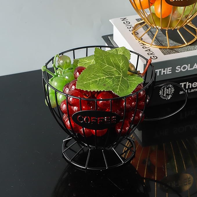 Coffee Pod Holder,Large K Cup & Capsule Storage Organizer, Tea Cup Coffee Capsule Basket, Metal Coffee Bar Organizer for Kcup Kitchen Dinning Room Office Home Cafe Hotel (Black)