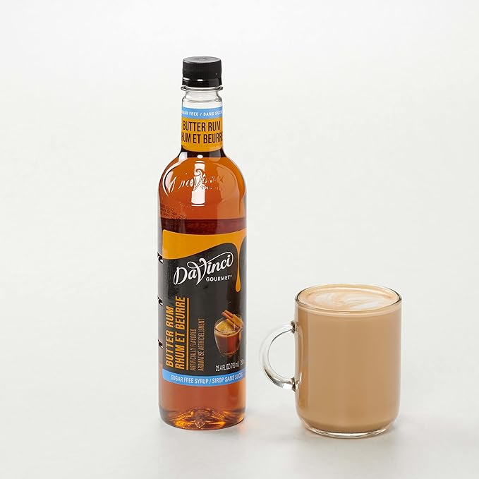 DaVinci Gourmet Sugar-Free Butter Rum Syrup, 25.4 Fluid Ounces (Pack of 1)