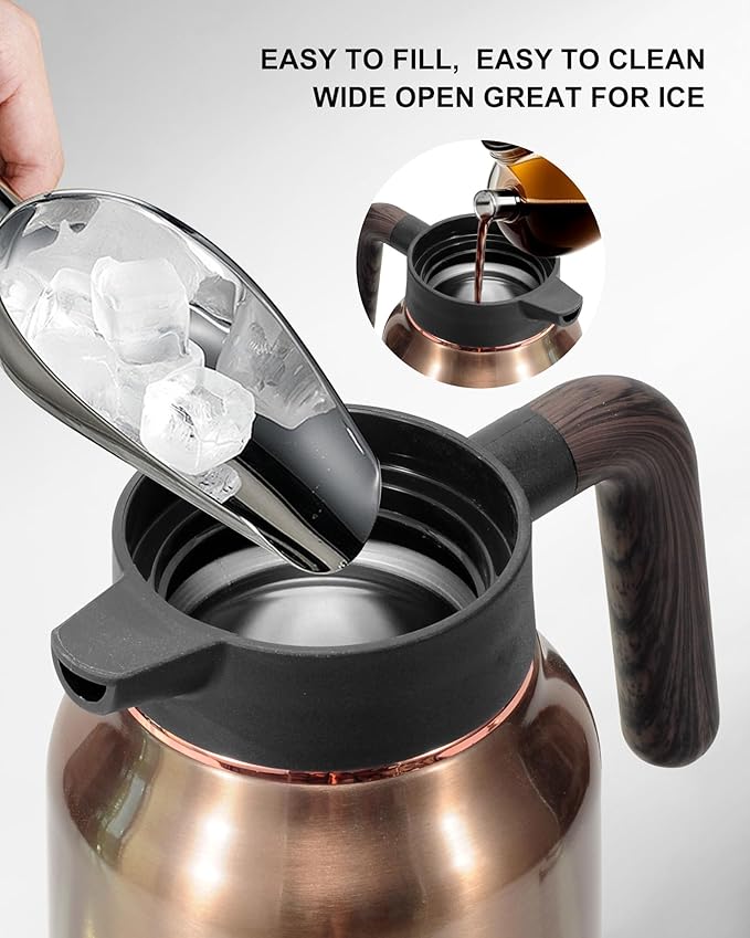 Carafes for Hot Liquids 70 oz - 12 Hour Hot Stainless Steel Thermal Coffee Carafe-Insulated Coffee Carafes For Keeping Hot/Cold Coffee, Tea, Water, Drink Dispenser for Parties(Gold)