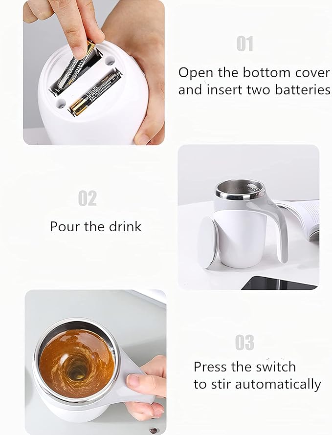 Automatic Magnetic Stirring Coffee Mug, Rotating Home Office Travel Mixing Cup，Funny Electric Stainless Steel Self Mixing Coffee Tumbler, Suitable for Coffee, Milk, Cocoa and Other Beverages……