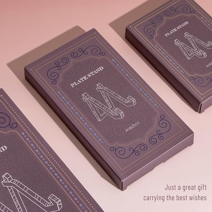 Plate Display Stand, 6 Inch Plate Holder for Displaying, Decorative Picture Frame Dish Photo Plaque Platter Wood Stand