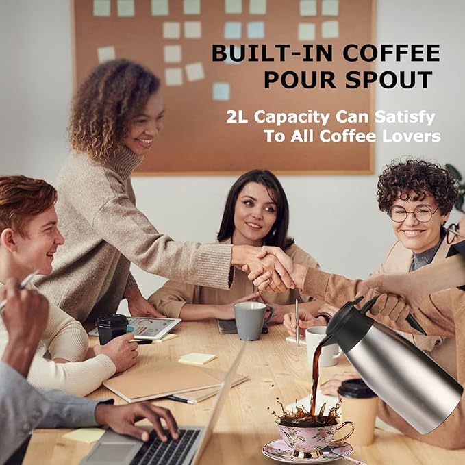 6 sets 70 oz Thermal Coffee Carafe for keeping hot, Carafe for hot liquid, Airpot Insulated Stainless Steel Vacuum Thermal Pot for Coffee, Hot Water,Keep Hot 12 Hours (4silver)