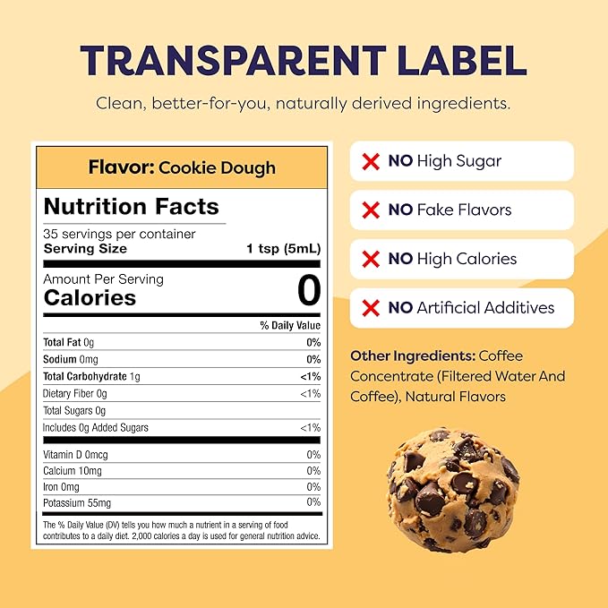 Coffee Concentrate - Limited Release Flavors - Cold Brew Coffee, Perfect for Hot or Iced Instant Coffees, Hot Drinks, Cold Brew Concentrate, 35 Servings - Cookie Dough