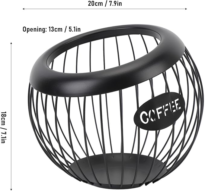 Coffee Pod Holder, Large Capacity K Cup Holder Metal Coffee Capsule Storage Basket Wire Storage Basket for Kitchen Countertop, Station Organizer (Black)