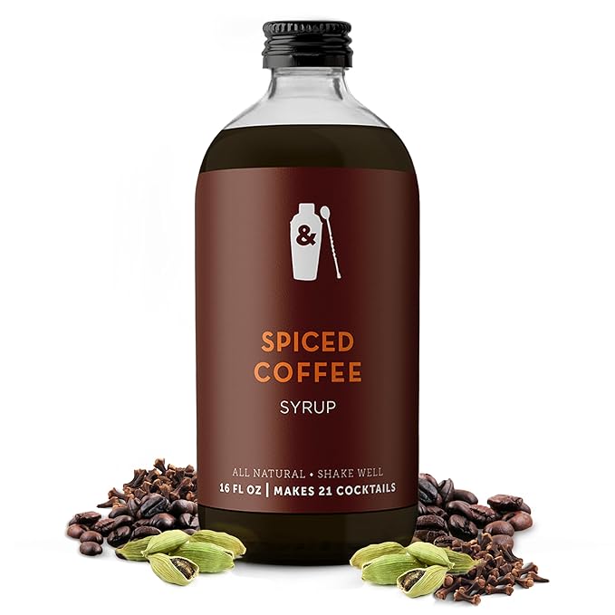 Shaker & Spoon Spiced Coffee Syrup, 16oz Syrup for Drinks, Coffee Syrups, Cocktail Mixers, Mocktails, Non Alcoholic Drinks