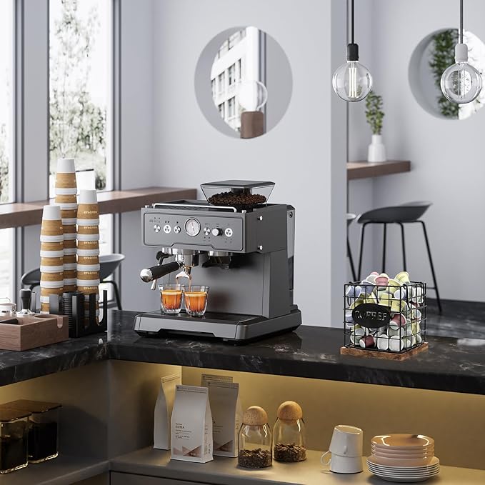 Coffee Pod Holder Organizer,Large Capacity K Cup Holder Organizer, Storage Basket for Kitchen Countertop Office Coffee Bar with Wooden Base(Rustic Brown-Square)