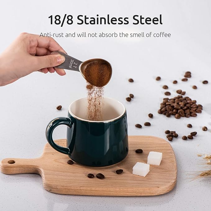 Coffee Scoop: U-Taste 18/8 Stainless Steel Measuring Coffee Scoop 2 tablespoon, Short Handled Measure Scooper for Ground Coffee, Bean in Canister (Silver, 2Tbsp/30ml)