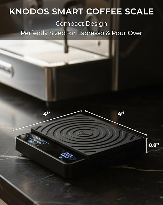 Smart Coffee Scale – Easy Use Digital Espresso Scale with Timer, Auto Tare & Flow Rate Indicator – Compact Rechargeable Weight Scale for Drip Coffee, Pour Over & Matcha