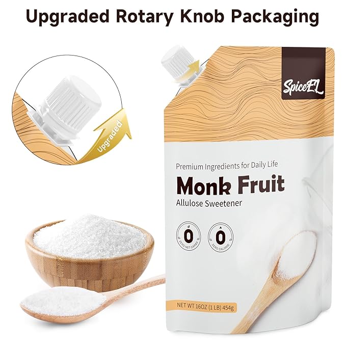 SPICEEL Monk Fruit Sweetener with Allulose - White Sugar Substitute, Coffee, Tea, without Erythritol, Gluten Free, Vegan, Keto Friendly, Sugar Replacement (1 lb Pack of 3)