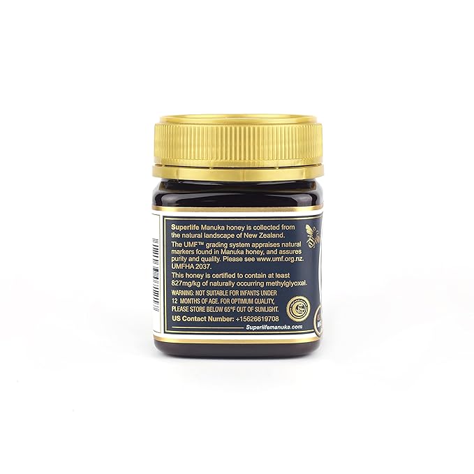 SuperLife Manuka Honey MGO 829+ (UMF 20+) | 100% Raw, Pure & Unpasteurized Monofloral Honey from New Zealand (250g)