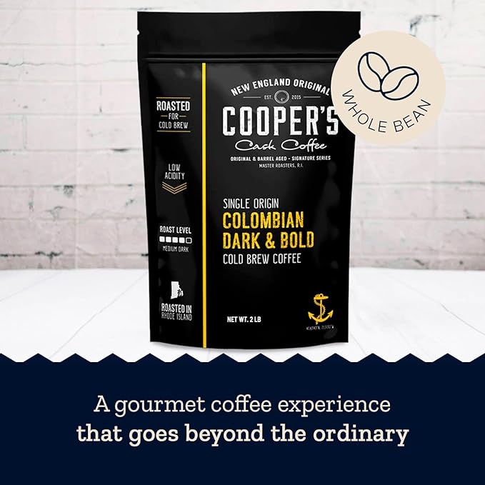 Cold Brew Coffee Colombian Reserve Single Origin Coarsely Whole Bean Coffee - 2 lb. Bag - Dark Roast