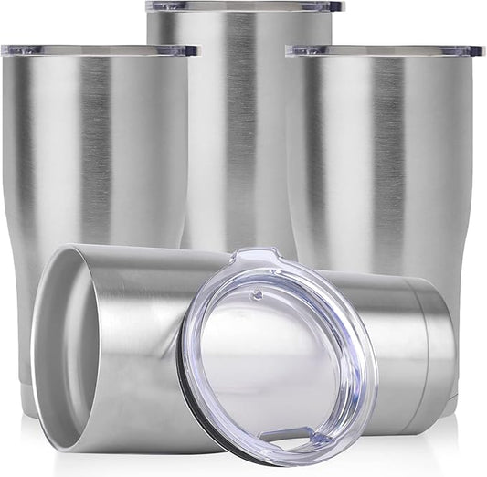 DOMICARE 20oz Tumbler with Lid Stainless Steel Tumblers Bulk, Double Wall Vacuum Insulated Coffee Travel Mug Powder Coated Tumbler, 4 Count (Pack of 1) Stainless Steel