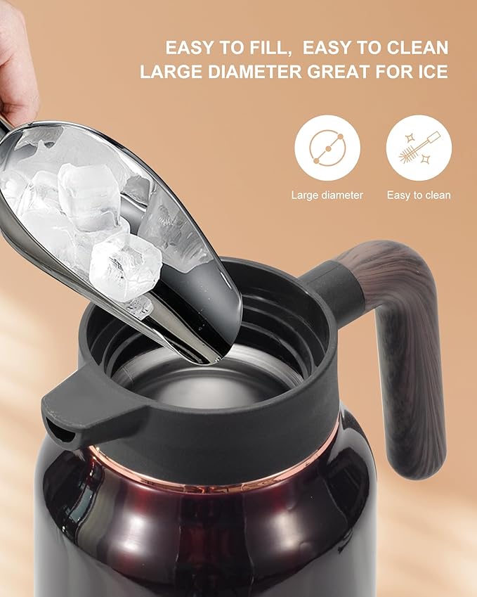 51 Oz Carafe for Hot Liquids 36 Hours Hot (Fullness of Carafe), 2 PCS Stainless Steel Insulated Vacuum Thermal Coffee Carafes For Keeping Hot, 1.5 Liter Coffee Dispenser（Angola Red)