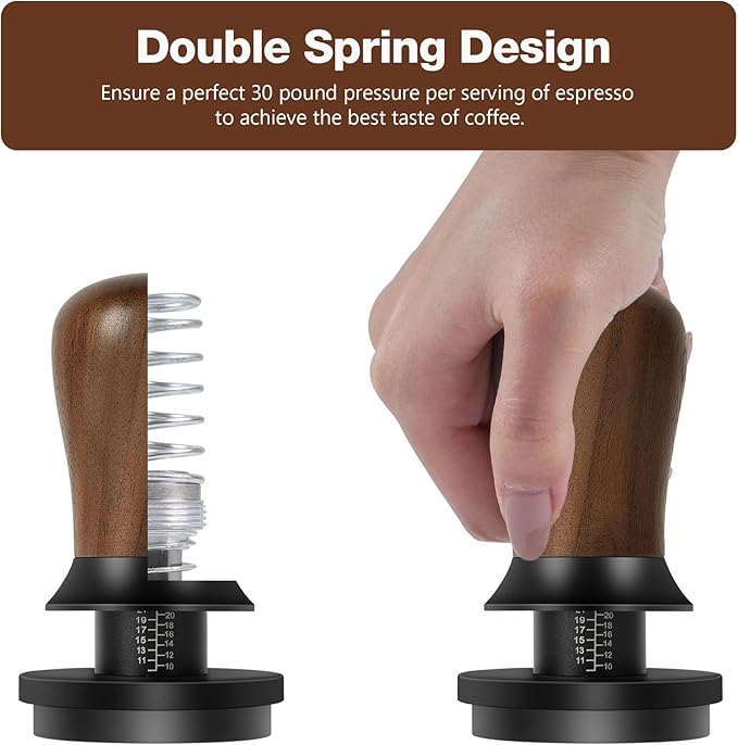 PUSEE 58.5mm Espresso Coffee Tamper - Premium Barista Coffee Tamper, 30lb Calibrated Double Spring Titanium Coating Base Ground Espresso Tamper, Fits for All 58mm Portafilters, Espresso Accessories