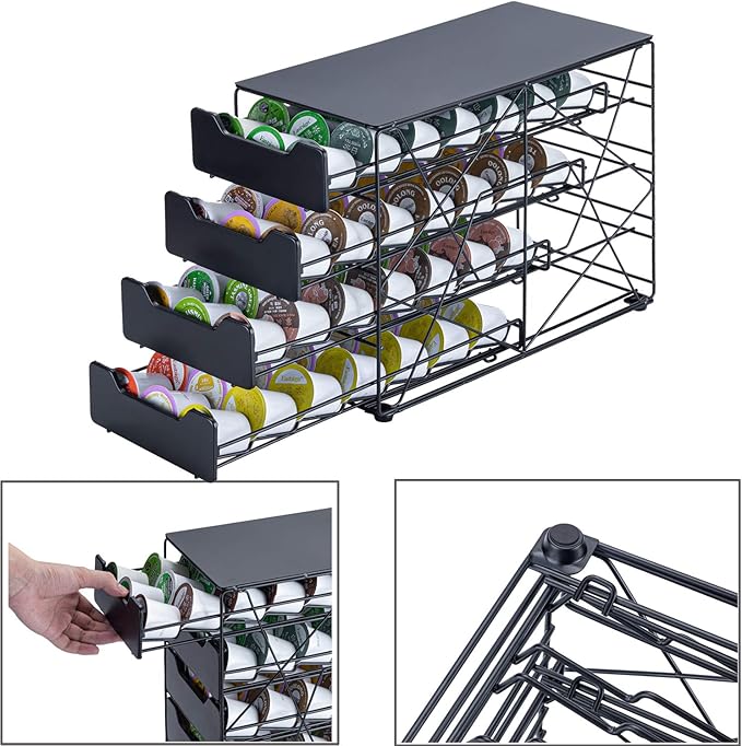 Rice rat k cup Holders for Counter Small for Keurig k-cup Holder for mr Coffee for Tea (84 pods-4 tiers)