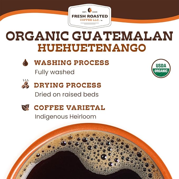 Fresh Roasted Coffee, Organic Guatemala | Single Origin, USDA Organic, Mold & Myco 3rd Party Tested, Kosher | Medium Roast 5 lb (80 oz) Whole Bean