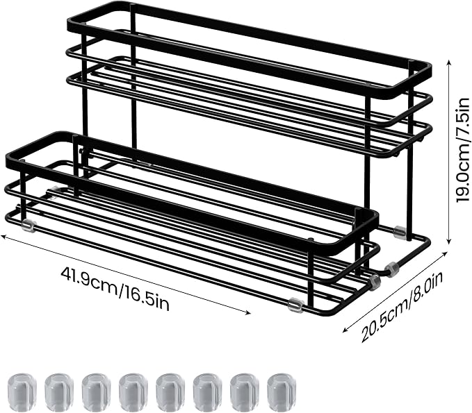 Coffee Syrup Rack Organizer, Syrup Bottle Holder Stand for Coffee Bar, 2-Tier 10 Bottles Storage Shelves for Syrup, Wine, Dressing for Kitchen Countertop (10 Bottles Black)