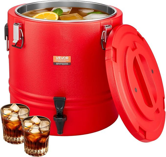 VEVOR Insulated Beverage Dispenser, 8 Gal/30.3L Thermal Hot and Cold Drink Server Dispenser with Spigot, Food-Grade Cooler Jug with 304 Stainless Steel Interior, for Tea Coffee Restaurant Outdoor