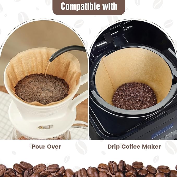 200 Count Cone Coffee Filters #4, Unbleached 04 Coffee Filters 8-12 Cup, Disposable Natural Paper Filters, No.4 Cone Filters for Ninja, Pour Over and Drip Coffee Maker