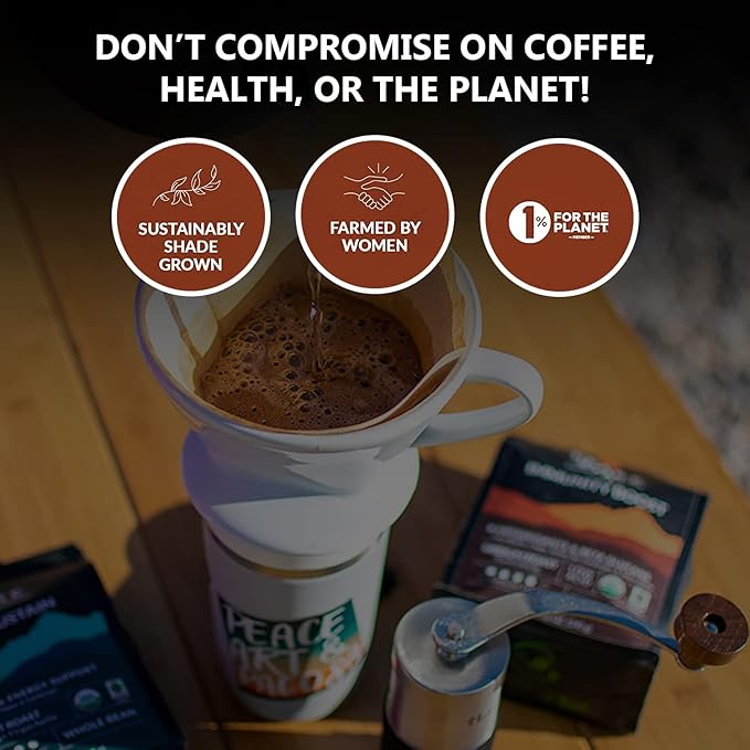 Peak State Coffee with Functional Mushrooms, Low Acid, Whole Bean (FOCUS, BOOST IMMUNITY, & DESTRESS) (Immunity Boost)