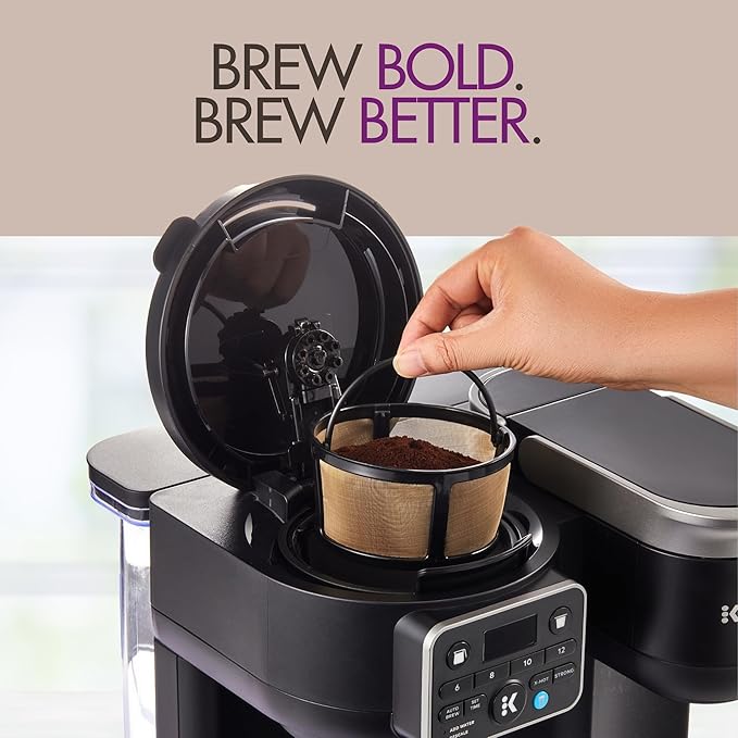 Reusable Mesh Coffee Filter Basket for Keurig K Duo Coffee Maker (Gen 2) and Keurig K-Duo Essentials, With 2 Refillable K Cups Pod by PureHQ - Gold Tone Carafe Replacement Filter - Value Pack