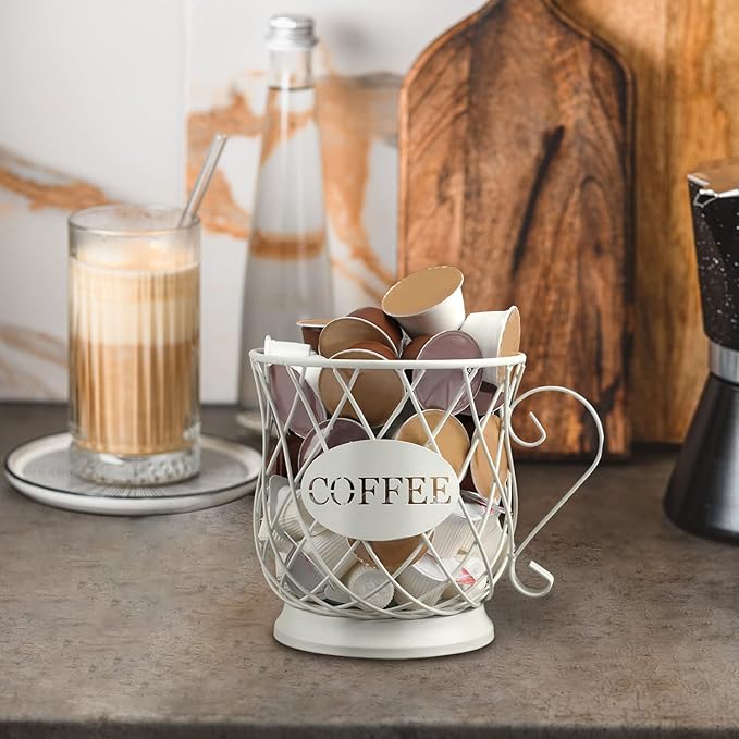TreeLen White Medium Coffee Pod Capsule Storage Holder for 35 K Cups Capacity K Cup Holder K Cup Organizer