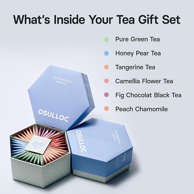 OSULLOC TEA VARIATION ESSENCE (42 Count, 6 Types x 7 ea), Premium Tea Gift Set, Special Thank You Card attached