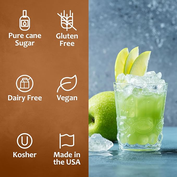 Syruvia Green Apple Syrup, Flavored Syrup for Drinks, Cocktails, Lemonades, Iced Teas, and Desserts – 25.4 fl oz