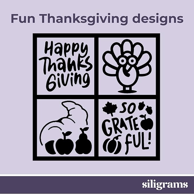 SILIGRAMS Thanksgiving Ice Cube Mold – 2” Custom Whiskey & Cocktail Ice Tray – Holiday-Themed Silicone Ice Cube Mold – Festive Gift for Hosts & Fall Entertaining – Reusable Ice Mold