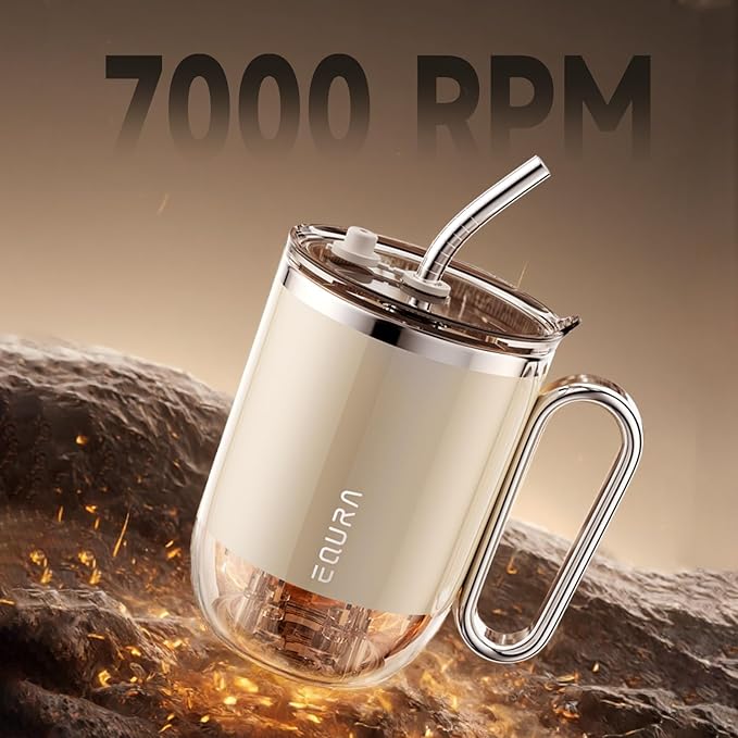 Self Stirring Mug - 4-Color Temp Display Magnetic Electric Auto Mixing Stainless Steel Cup with Straw & Lid For Office/Kitchen/Home/Coffee/Milk- 14.2oz/420ml(Black)